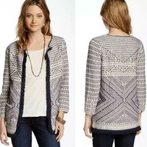 Lucky Brand Women’s Fringed Open Cardigan Sweater Size M Open Southwest Aztec